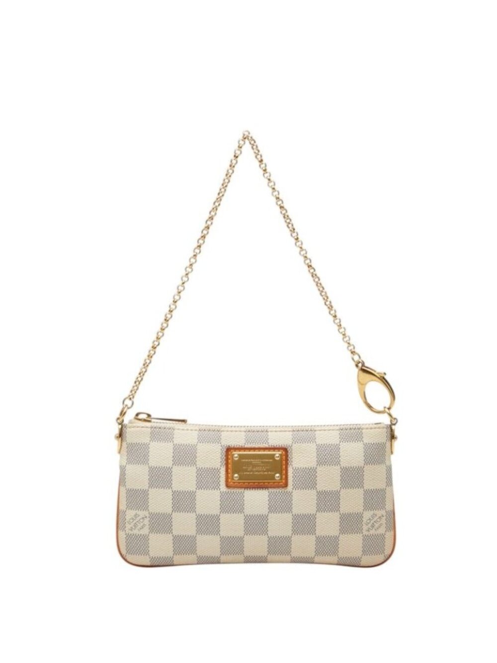 Louis Vuitton Damier Azur Pochette Mirror MM Handbag White Leather